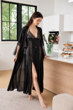 Satin Nightgown and Robe Set – Elegant Lace Nightwear
